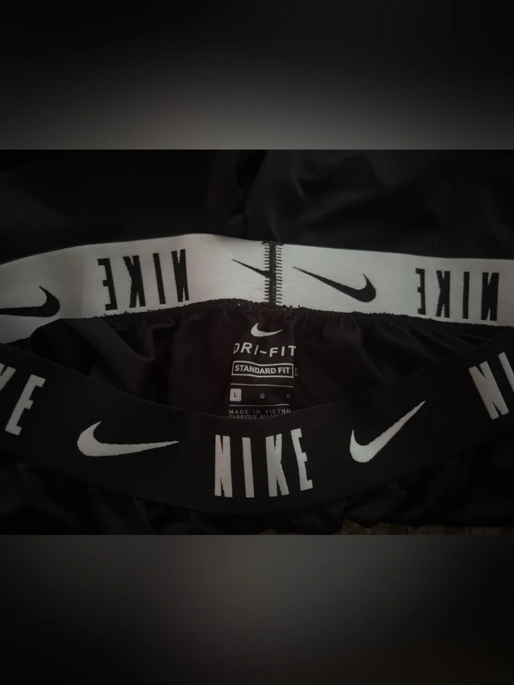 Nike Black and White Dri-FIT Athletic Shorts with Logo Waistband
